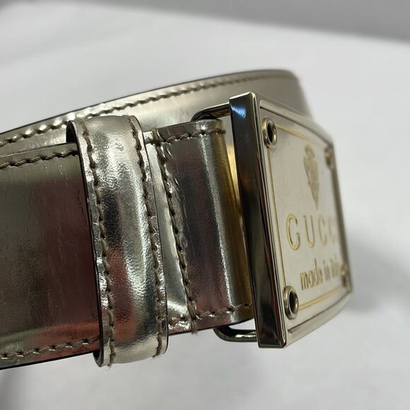 Authentic GUCCI brushed gold leather belt with box and COA size 80/32 - Picture 9 of 10
